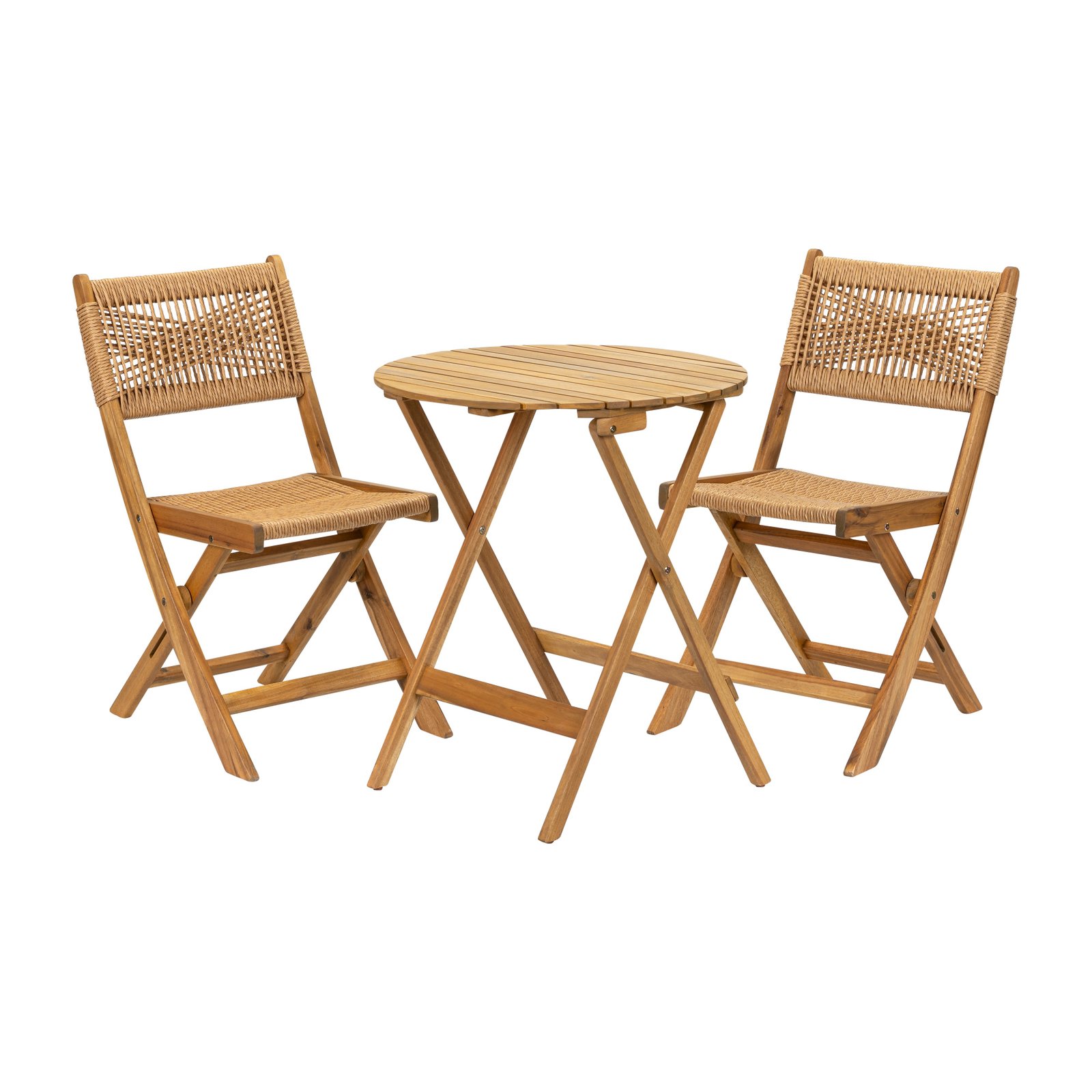 3-Piece Acacia Wood Folding Bistro Set Sand